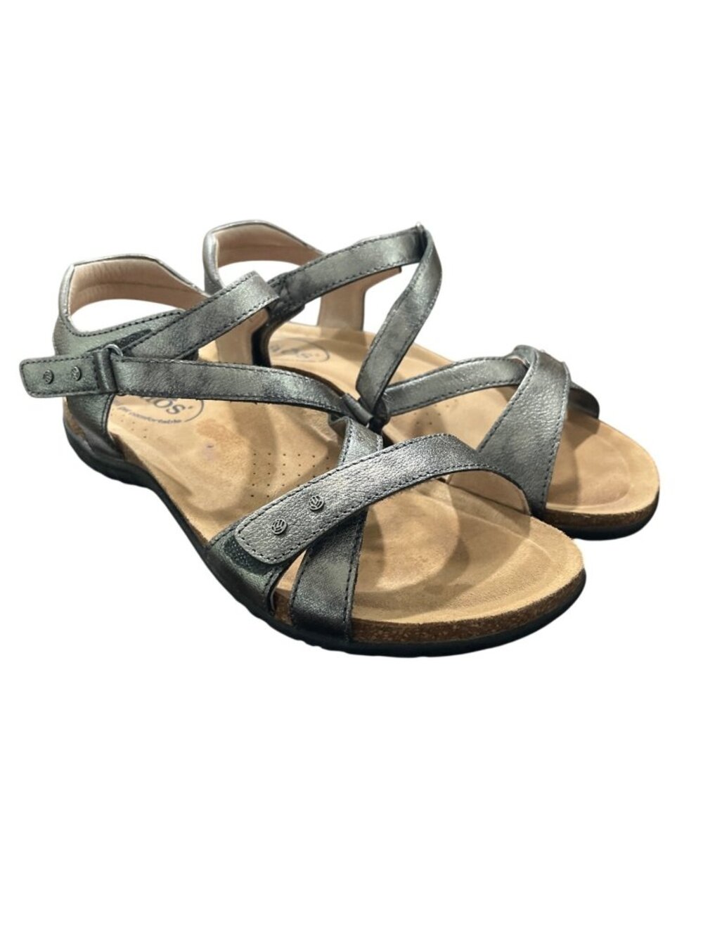 Taos Footwear Womens Size 6 Sandals Grand Z Leather GRZ13978 Pewter - Picture 1 of 10